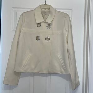 Chico’s Cream Blazer Jacket with large grommet detail